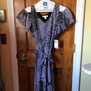 NWT DRESS ..black paisley pink lavender